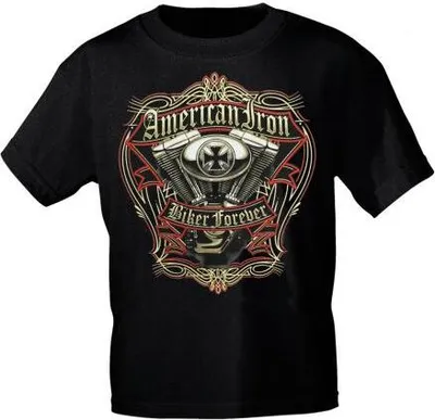 Produktbild von T-SHIRT Print American Iron Biker forever - 15701 Gr. S-3XL Color - schwarz Größe - L