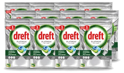 Produktbild von 12 x Dreft Platinum All-in-One Spülmaschinentabs Original - 879 g - Vorteilspackung - 12 Stücke