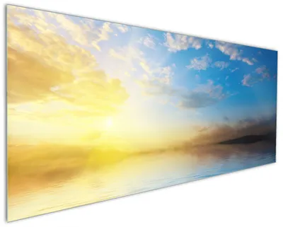 Produktbild von Wallario Küchenrückwand aus Glas, Größe: 125 x 50 cm, Motiv: Sonnenuntergang über dem Meer I | Spritzschutz | abwischbar | pflegeleicht | in