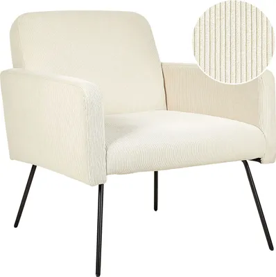 Produktbild von BELIANI Sessel Hellbeige aus Cord mit Metallgestell in Schwarz Modernes Retro Design für Wohnzimmer Schlafzimmer Flur