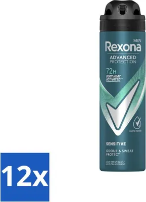 Productafbeelding van Rexona Men - Deodorant Spray - Sensitive - Milde bescherming - 150 ml - Voordeelverpakking - 12 stuks