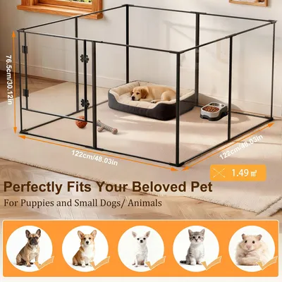 Immagine prodotto di Recinto per cani in acrilico - Recinto per animali domestici - Area giochi - Recinto per gatti - Recinto per conigli - 122x122x76,5 cm - Acrilico trasparente