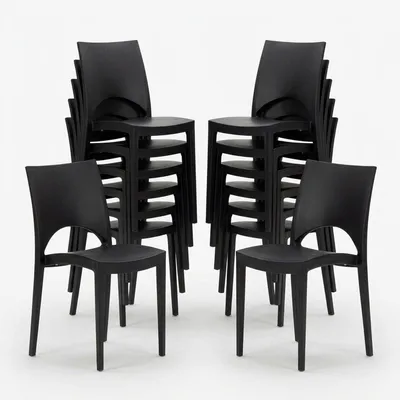 Image de 24 chaises Paris Grand Soleil Empilables pour Bars et Restaurants Polypropylène - Noir