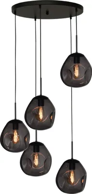 Produktbild von masterlight Pendelleuchte Lava 5-flammig Glas Grau 60x60cm