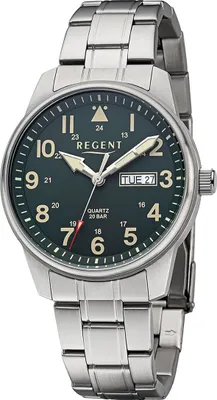 Produktbild von Regent Metall Herren Uhr Armbanduhr Quarz silber Metallarmband D2URF1445