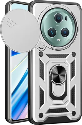Produktbild von Hülle für Honor Magic5 Lite Magnetische Ring Ständer Halter Dia Kameraschutz TPU Bumper Silikon Schutzhülle Silber