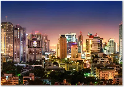 Produktbild von Tulup® Glas-Bild - 100 x 70 - Wandbild aus Glas - Wandkunst - Wandbild hinter gehärtetem Sicherheitsglas - Sehenswürdigkeiten & Architektur - Bangkok bei Nacht - Mehrfarbig