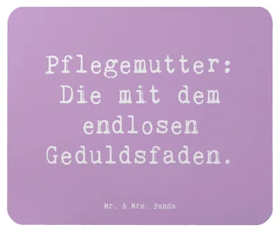 Produktbild von Mr. & Mrs. Panda Mouse Pad Spruch Pflegemutter Geduld - Lavendeltraum - Geschenk, Geburtstage, mausteppich, Gelassenheit, mauspad pc, gummi, Familienmitglieder, Familie