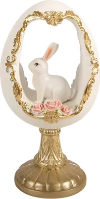 Zdjęcie produktu dla Clayre & Eef Figurka dekoracyjna jajko 12x11x22 cm biały plastik