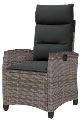 Produktbild von Gartensessel mit verstellbarer Rückenlehne und Beistelltisch in Grau aus Poly Rattan