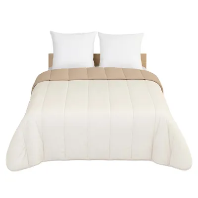 Image de Couette Légère Bicolore Beige / Sable - 2 personnes 240 x 260 - 13243-2