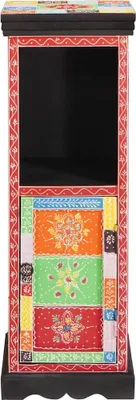 Zdjęcie produktu dla Komoda z drzwiami vidaXL, wielokolorowa, 30 x 30 x 90 cm, z litego drewna mango