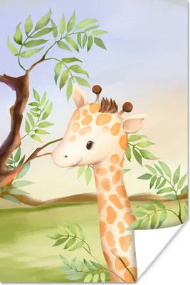 Produktbild von MuchoWow® Poster Dschungel - Giraffe - Tiere 120x180 cm - Kunstposter