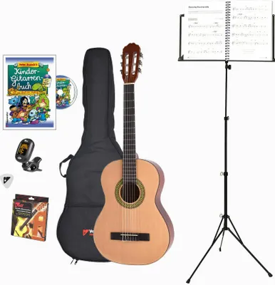 Immagine prodotto di Voggenreiter Kindergitarren-Set, 7-tlg., Gitarre 3/4, Volt Notenständer NS-100, Akustikgitarre, Kinder Instrument