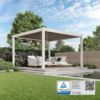 Produktbild von Deluxe Plus | Voll-Alu Pergola | 4 x 4 M | Ivory Sand | Pergola