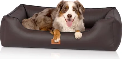 Produktbild von Knuffelwuff orthopädisches Hundebett aus Kunstleder Lovelock M-L 85 x 63cm Braun