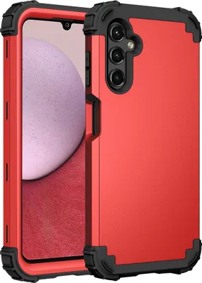 Produktbild von Handyhülle für Samsung Galaxy A14 5G/4G Hybrid 3 in 1 PC TPU Stossfest Robust Hülle Rot