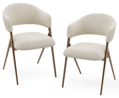 Image de Lot de 2 Chaises de Salle à Manger – Design Ergonomique et Confortable, Style Vintage - Beige