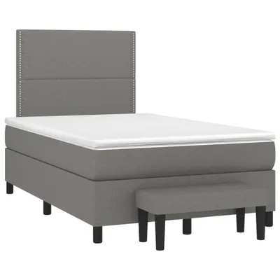 Image de vidaXL Lit boxspring avec matelas gris foncé 120x190 cm Tissu