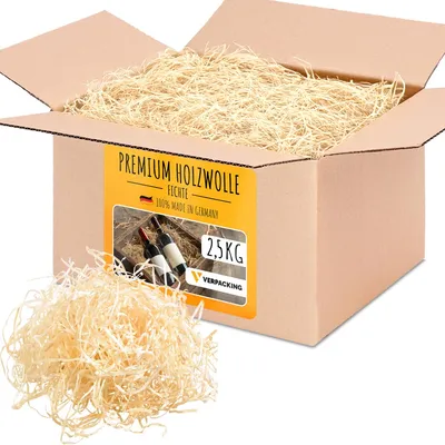 Produktbild von verpacking Holzwolle Füllmaterial Fichte (Menge wählbar) für Geschenke und Pakete Deko -  2,5 kg