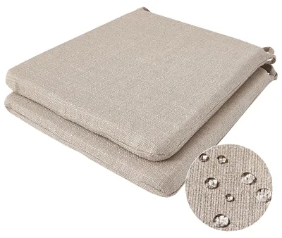 Productafbeelding van Set van 2 stoelkussens in beige met linten in linnenlook