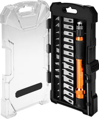 Produktbild von NEO TOOLS 14 Stück Skalpell Set mit Ersatzklingen, Präzision Bastelmesser Hobbymesser, Carving Craft Messer Schnitzmesser für DIY Art Work