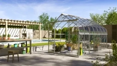 Produktbild von Vitavia Gewächshaus "Dione 11500" inkl. Stahlfundamentrahmen aluminium eloxiert 11,5 m² 3 mm ESG