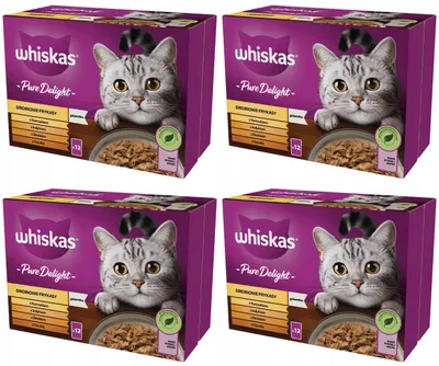 Zdjęcie produktu dla Mokra karma dla kotów w galaretce Whiskas Pure Delight Drobiowe Frykasy 4x(12x85g)