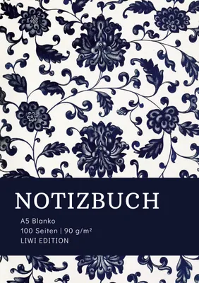 Produktbild von Notizbuch A5 Blanko - 100 Seiten 90g/m² - Soft Cover floral blau -Papier