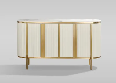 Produktbild von Stilig ST384C Kommode mit weißem MDF, Marmor und goldenen Akzenten