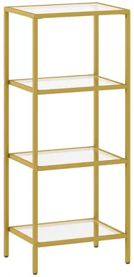 Immagine prodotto di Libreria a 4 Livelli Minimal 40x30x96,5 cm Ripiani in Vetro Temperato Struttura in Metallo Oro