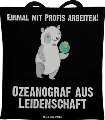 Produktbild von Mr. & Mrs. Panda Tote Bag Ozeanograf Leidenschaft - Schwarz - Geschenk, Unitasche, Spruch, Studium, Jutebeutel, Tasche, Einkaufstasche, Meeresbiologe, Lustig, Stoffbeutel