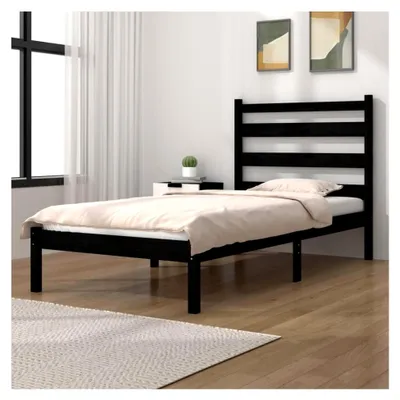 Produktbild von Bettgestell ohne Matratze schwarz Massivholz 100x200 cm