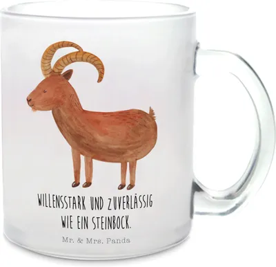 Produktbild von Mr. & Mrs. Panda Haferl Sternzeichen Steinbock - Transparent - Geschenk, Steinböcke, Pott, Teetasse Glas, Ziege, Bock, Häferl, Horoskop, Geburtstag Dezember, Trinkglas