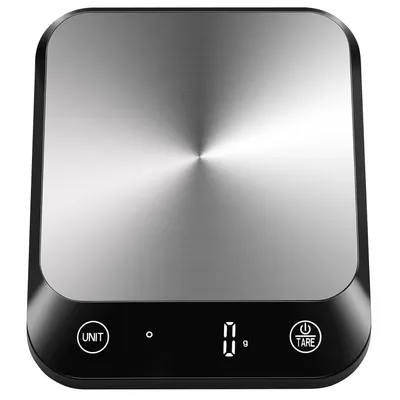 Produktbild von Digitale Küchenwaage 10 kg mit LED Display, Tara Funktion, Flüssigkeitsmessung, Edelstahl Plattform, 1 g Präzision, Lebensmittelwaage