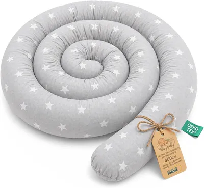 Produktbild von Bettrolle 400 cm, grau mit weißen Sternen, für Kinderzimmer