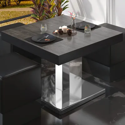 Produktbild von BM | Bistro Loungetisch | B:T:H 70 x 70 x 41 cm | Wenge / Edelstahl | Bistro Tisch Loungetisch