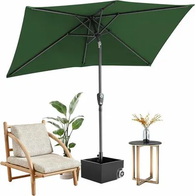 Productafbeelding van Rechthoekige Parasol - Zonnescherm Tuin - Terras Beschermen - UV50+ Bescherming - 300 x 200 cm - Groen