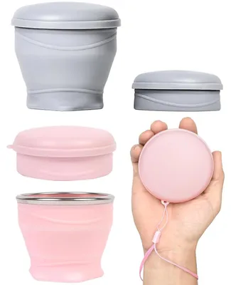 Produktbild von Faltbecher Silikon - 260 ml - Faltbarer Reisebecher mit Deckel - Campingbecher - Trinkbecher - Wiederverwendbar - für Camping, Picknick, Reisen