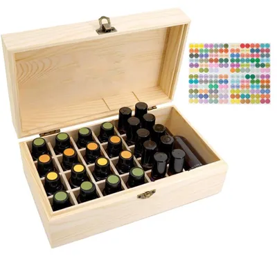 Produktbild von Holzbox für ätherische Öle, 36 Fächer, tragbarer Organizer für Aromatherapie-Ölflaschen, multifunktionale Geschenkaufbewahrungsbox für Nagellack, Duftöle, Lippenstift und Parfüm.