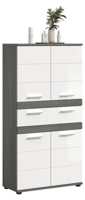 Produktbild von xonox.home Hochschrank Blake Weiß hochglanz / Rauchsilber 70 x 137 x 31 cm