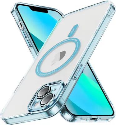 Obrázek produktu pro Magnetické průhledné pouzdro pro iPhone 13, kompatibilní s MagSafe, hybridní nárazuvzdorné ochranné pouzdro Modrý