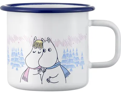 Produktbild von Muurla Mumins Frosttag Tasse 0,37 l Emaille weiß, blau