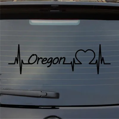 Produktbild von Heckscheibenaufkleber Oregon Herzschlag Puls Staat State USA Liebe 55x16 cm Schwarz Glanz Auto Aufkleber Sticker