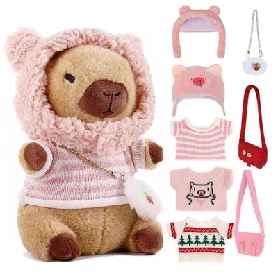 Immagine prodotto di Set di 9 peluche di capibara con accessori