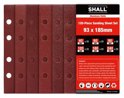 Produktbild von Schleifblätter Schleifpapier Schleifscheiben - 93 x 185 mm - Klettverschluss - 120 Stück - Körnung 40 bis 240