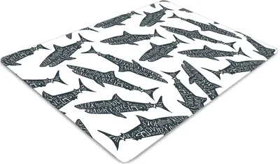 Produktbild von Podlahová ochranná podložka - Ochranná podložka pod stoličku - Podlahová podložka - 100x70 cm - Žraločia typografia