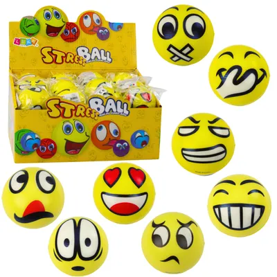 Produktbild von Knetender Hüpfball, Schaumstoff-Emoticon-Ball, 6 cm
