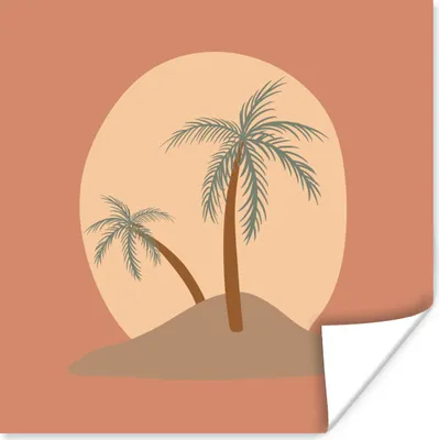 Produktbild von MuchoWow® Poster Palme - Sonne - Pastell - Sommer 50x50 cm - Wohnzimmerdekoration