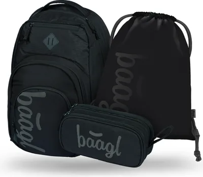 Produktbild von BAAGL Coolmate Black Rucksack-Set 3tlg: Rucksack, Federmäppchen, Turnbeutel
